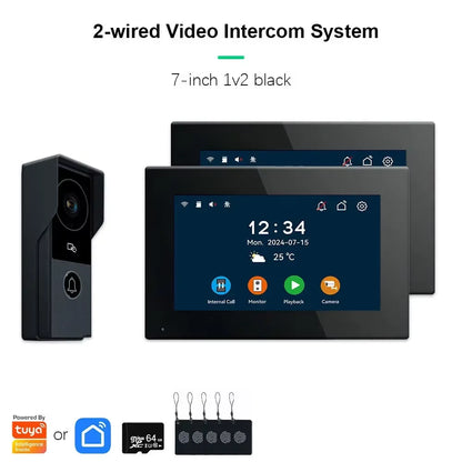 ANJIELO 2‑Wire Video Intercom Doorbell System 1080P Visiophone for Home Metal Door Phone,Support IP Camera,Tuya Smart Security V