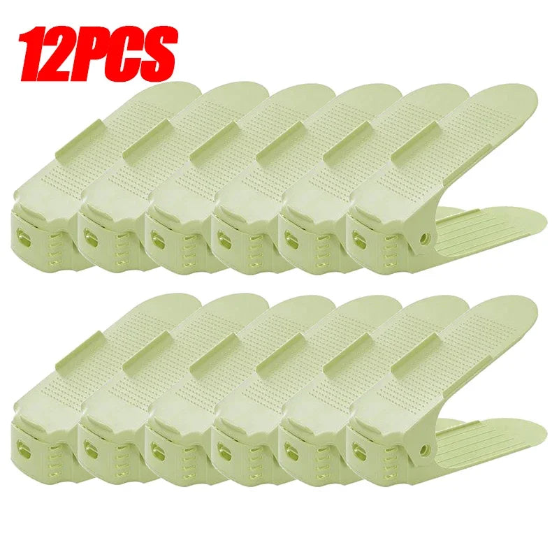 1/12PCS Adjustable Shoe Stacker Shoe Slots Organizer Space Saver Double Deck Rack Holder for Closet Organization