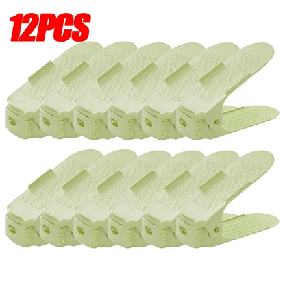 1/12PCS Adjustable Shoe Stacker Shoe Slots Organizer Space Saver Double Deck Rack Holder for Closet Organization