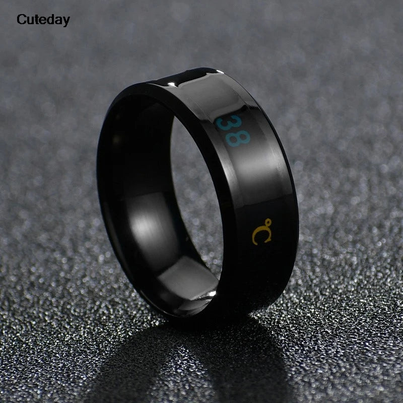 Temperature Ring Titanium Steel Mood Emotion Feeling Intelligent Temperature Sensitive Rings for Women Men Waterproof Jewelry