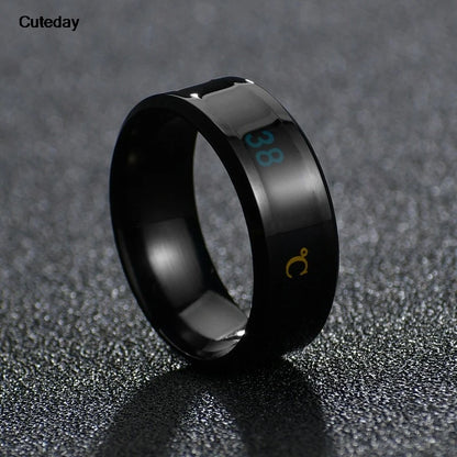 Temperature Ring Titanium Steel Mood Emotion Feeling Intelligent Temperature Sensitive Rings for Women Men Waterproof Jewelry