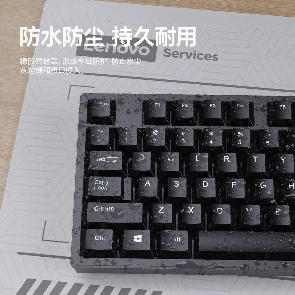 Lenovo Wired Keyboard And Mouse Set Splash-Proof for Home And Business Office Use Compatible with Desktops And Laptops 104 Keys