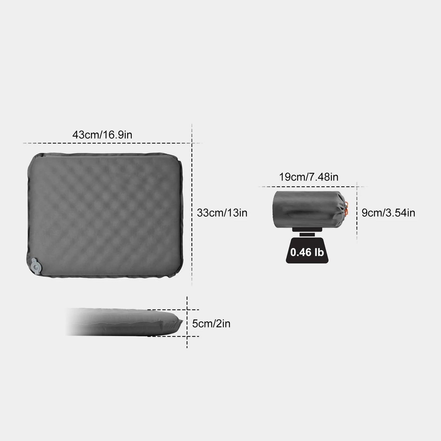 Portable Self Inflating Seat Cushion 5 Seconds Auto Inflate Camping Pad with Memory Foam Lightweight Travel Pillow for Outdoor
