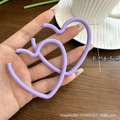 Simple Big Round Star Heart Hoop Earrings For Women Geometric Plastic Exaggerated Earring Hyperbole Trendy Ring Earrings Jewelry