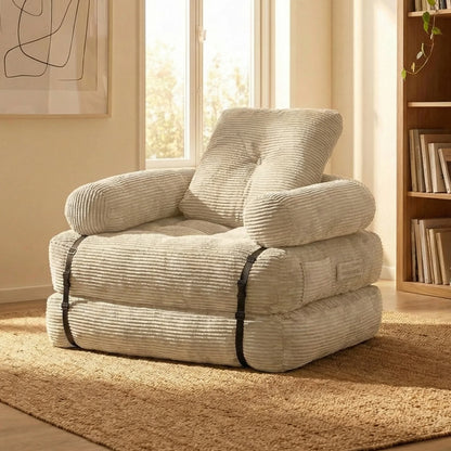 Modern Convertible Sofa Bed, 2-Seater Vacuum Packed Compressed Couch, Soft Memory Foam Floor Sofa for Small Space Living Room