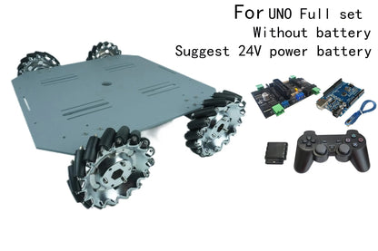 80Kg Load Robot Car Chassis With 152mm Metal Mecanum Wheel 24V Encoder Motor RC Tank Car for Arduino Programmable Robot DIY Kit