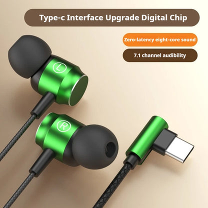 Metal Design Type C&3.5mm Wired Gamer Earphones 9D Stereo Sound Headsets Magnetic In-Ear Headphones For Samsung Handfree HD Call