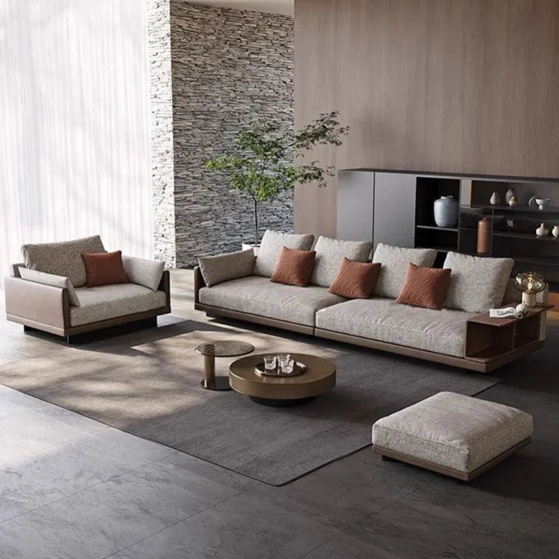 Connelly high-end cotton and linen fabric Italian living room modern simple straight row small apartment triple sofa
