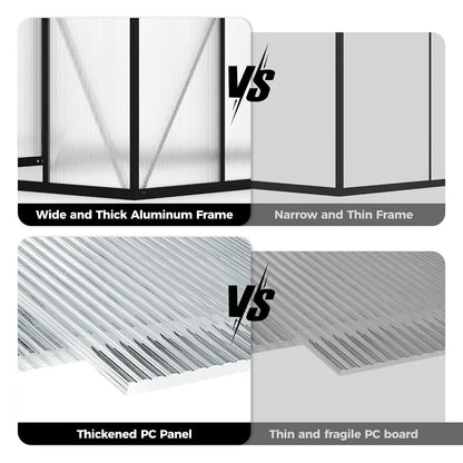 10x12 FT Greenhouse for Outdoors, Polycarbonate Greenhouse with Roof Vent, Enhanced Aluminum Large Walk-in Green, Customized