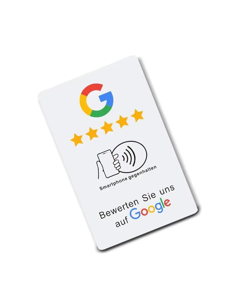 German Review Us On Google Tap Card NFC Ready To Be Activated Instantly Boost Business Reviews Google Review Tap NFC Card Tag
