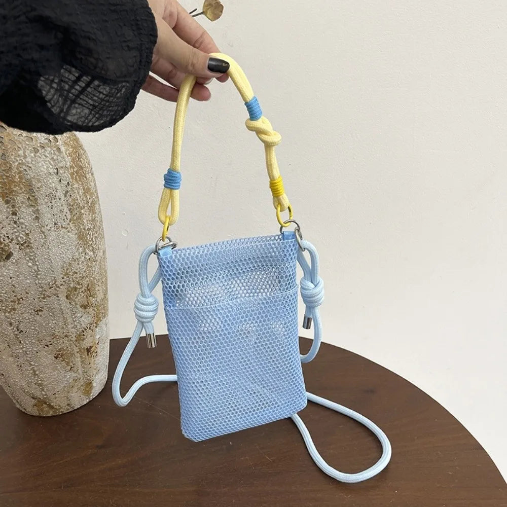 Casual Large Capacity Mesh Shoulder Bags Lightweight Mesh Crossbody Bags Mobile Phone Bag