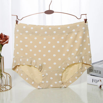Modal Large size Panties for fat Lady Fashion Polka dot briefs High waist wide leg boyshorts cotton crotch underpants