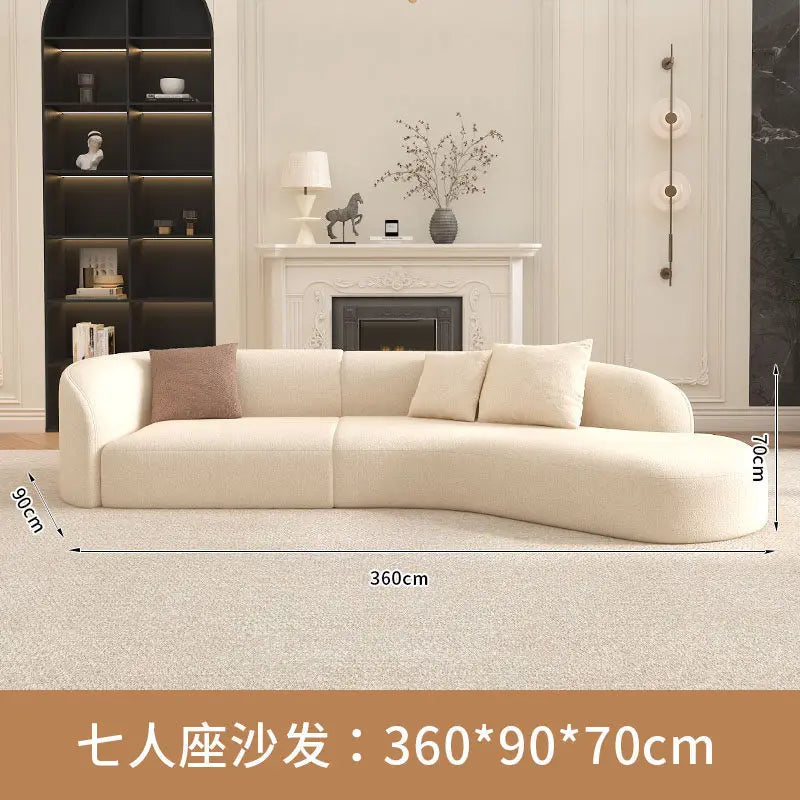 for Nordic Fabric Sofa Living Room Home Light Luxury Curved Large Sofa White Beauty Salon Hotel Lounge Sofa Chair