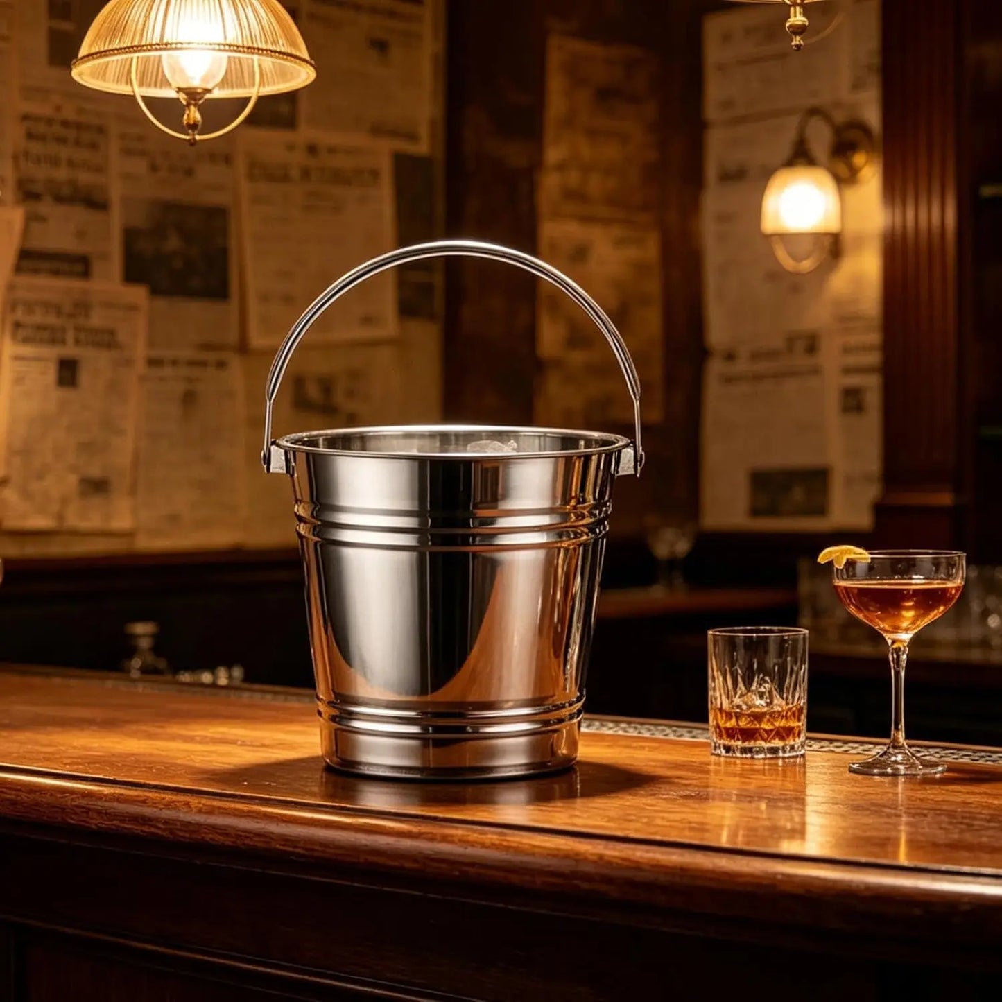 Thickened Double Wall Stainless Steel Ice Bucket Insulated Wine Champagne Chiller Cooler Bucket For Beer Bar Ice Storage Tool
