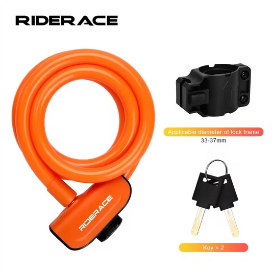 RIDERACE  Scooter Electric E-Bike Road Cycling Bicycle Cable Lock Mountain Bike Portable Anti-theft Ring Lock High Security
