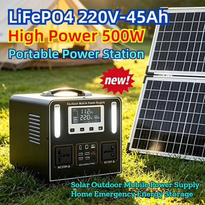 New 500W  Portable Power Station 220V 45Ah Solar Generator Emergency Backup Battery Power Supply for Home Outdoor Camping Stall