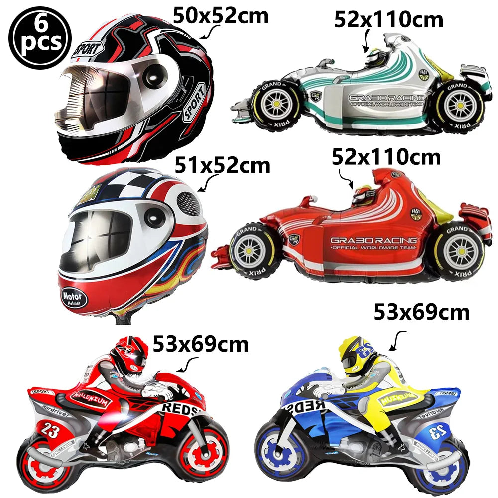 40'' Number Race Car Balloon Racetrack Balloon Truck Bike Wheels Tire Racing Car Theme Party Supplies Boys' Birthday Party Favor