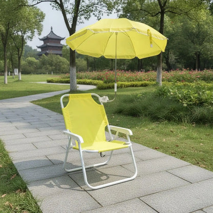 Lightweight Outdoor Folding Chair with Umbrella Alloy Frame Compact Portable Beach Seat for Fishing Camping Terrace Garden Relax