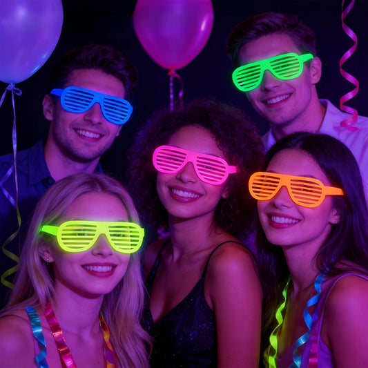 10Pcs Glow In Dark Fluorescent Glasses, Colorful Light Up Party Glasses for Neon Birthday Decor,Random Color