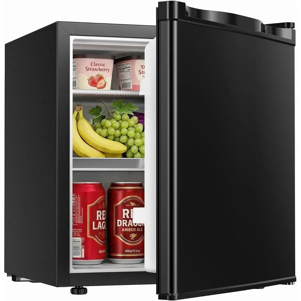 Compact Single-Door Refrigerator with Freezer, Adjustable Rack, Energy-Saving for Bedroom, Dorm, Office, Low Noise, Black