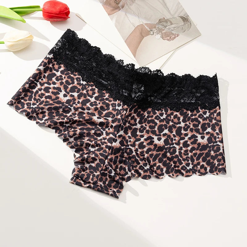 BZEL Fashion Women's Panties Lace Sexy Leopard Hollow Lingerie Charming Underwear Breathable Boxers Woman Boyshorts Underpants
