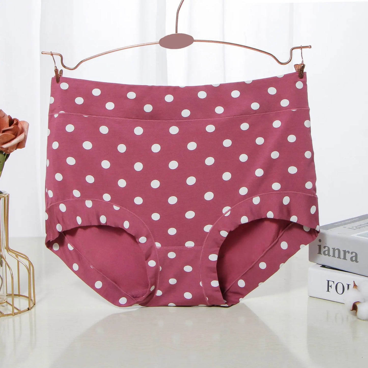 Modal Large size Panties for fat Lady Fashion Polka dot briefs High waist wide leg boyshorts cotton crotch underpants