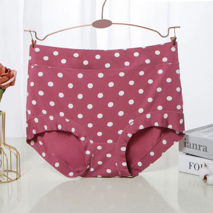 Modal Large size Panties for fat Lady Fashion Polka dot briefs High waist wide leg boyshorts cotton crotch underpants