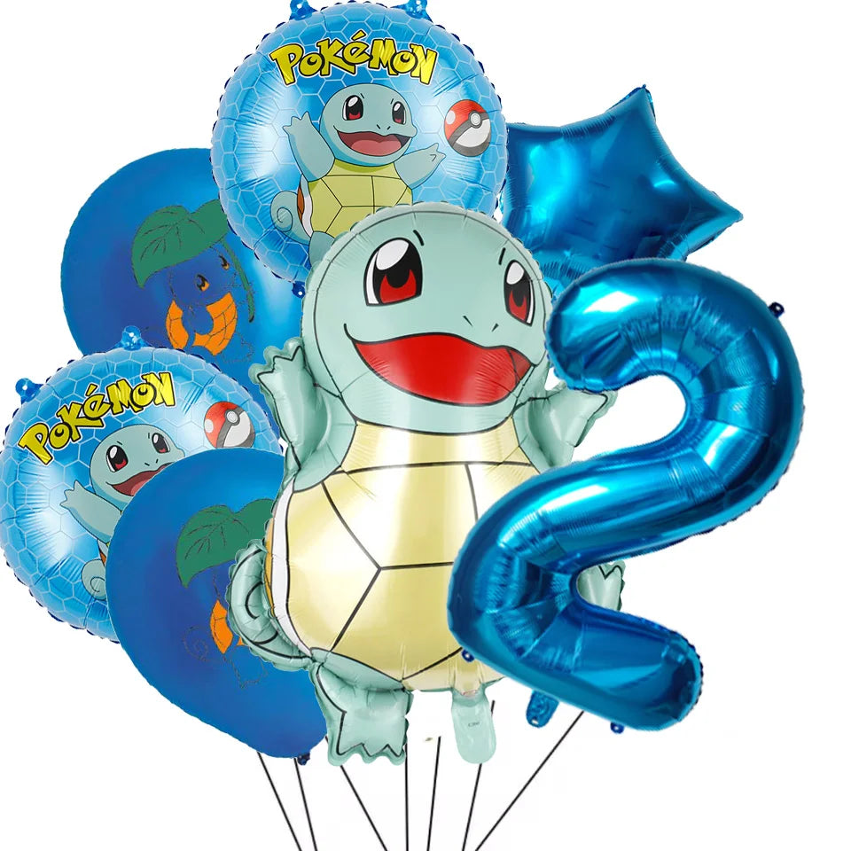 7Pcs/Set Pokemon Balloon Set Pikachu Charmander Cartoon Aluminum Foil Balloons Party Decoration Props Toy Anime Birthday Party