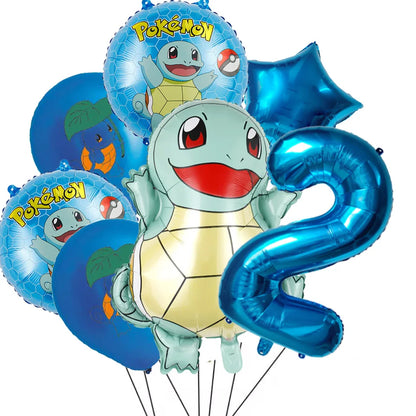 7Pcs/Set Pokemon Balloon Set Pikachu Charmander Cartoon Aluminum Foil Balloons Party Decoration Props Toy Anime Birthday Party