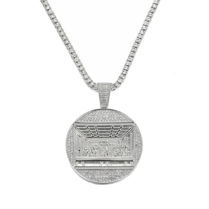 New Last Supper Pendant Cuban Chain Necklace With 14mm Iced Out Chain Fashion Hip Hop Men Charm Pendant Tennis Necklaces Jewelry