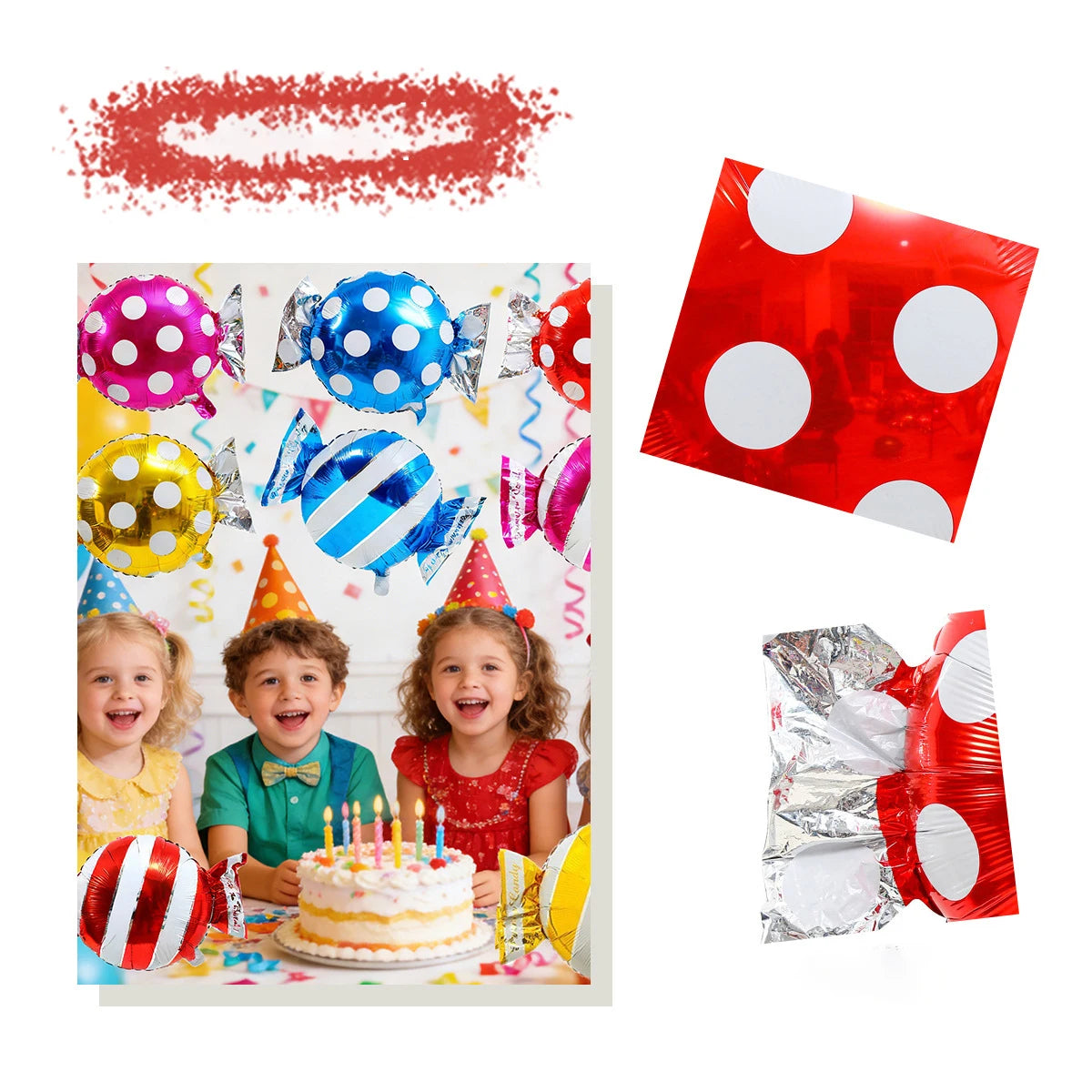 4Pcs Colorful Candy Foil Balloons Children's Birthday Party Decoration Striped Polka Dots Balloon Kids Baby Shower Christmas