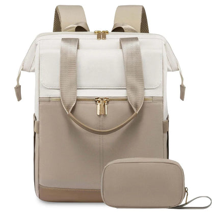 Cream Color Women Travel Laptop Backpack Large Capacity Multi-Piece Luggage Bag Simple Versatile Shoulder School Bag Travel Bags