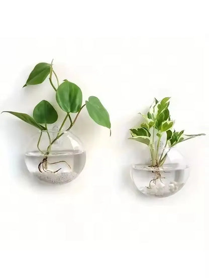 2/4/6/8 Pack Wall Hanging Glass Terrarium - Self-Watering Hydroponic Planter for Home Office Decor, Handmade Round Crystal Vase