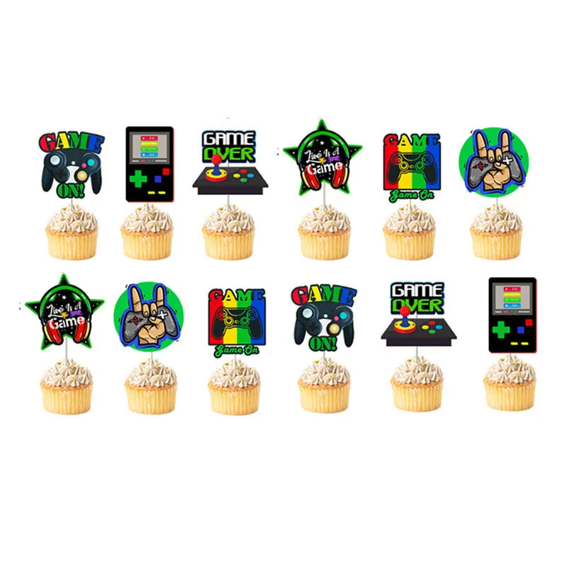 GamePad Cake Topper Happy Birthday Wedding Game on Kids Boys Party Baby Shower Cupcake Toppers Decoration Baking Supplies DIY