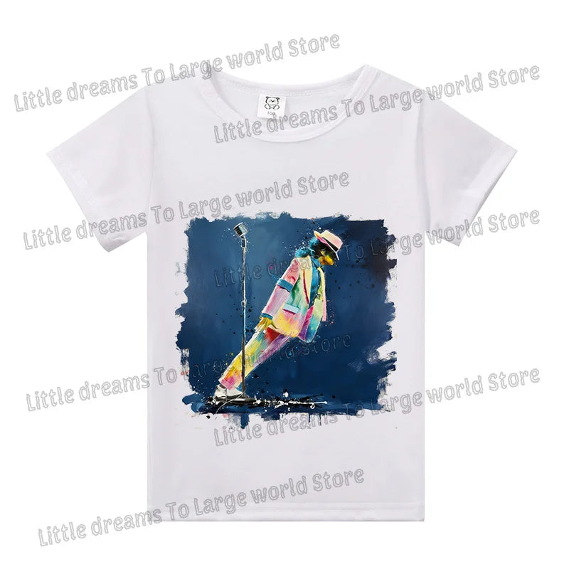 Michael Jackson T-shirt Children Clothing Singer Printed Cotton Tops Boy Girl MJ Summer Tee Shirts Casual Clothes Birthday Gift