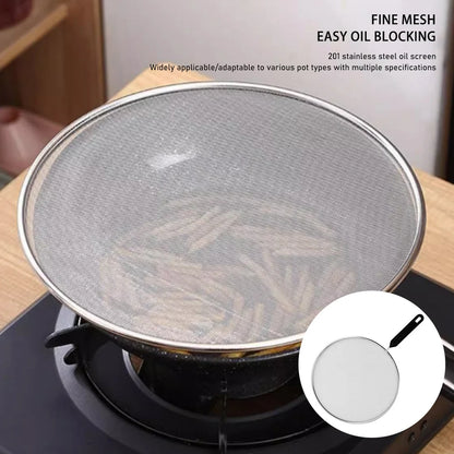 19-33cm Stainless Steel Oil Splatter Screen Frying Pan Mesh Guard Kitchen Cooking Tools Multi-Purpose Filter Net For Frying Pans