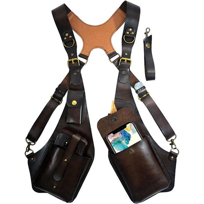 Retro Anti-Theft Double Shoulder Armpit Bag Outdoor Fashion Adjustable Wallet Phone Case For Men Shoulder Bags