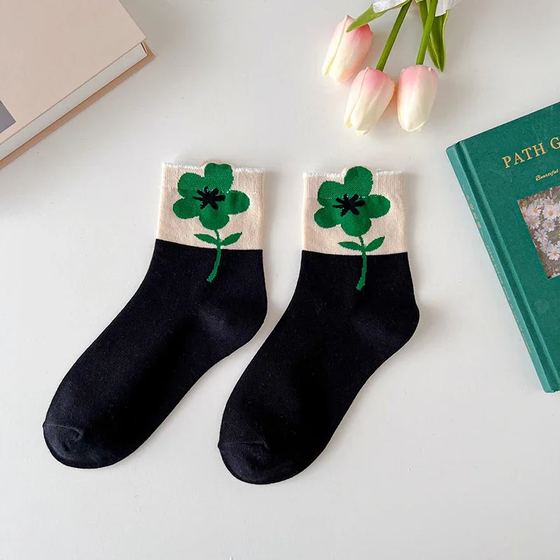 New Women Socks Korean Style Flower Trend Casual Cotton Socks Girls Frilly Ruffle Cute Sweet Breathable Kawaii Crew Socks Girls