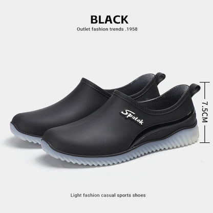 Ladies' fashionable new style waterproof shallow-toe anti-slip rain shoes, wear-resistant kitchen thick-soled short-tube work ru
