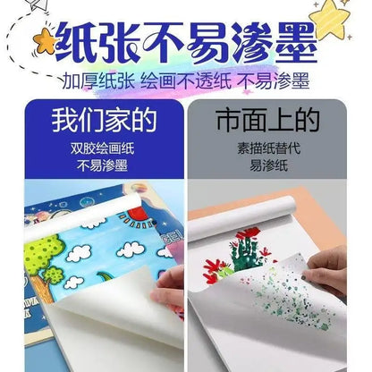 Thick A4 Kids Drawing Book, Blank Sketch Paper Notebook for Kindergarten Primary School Boys Girls, Ink-proof Art Painting
