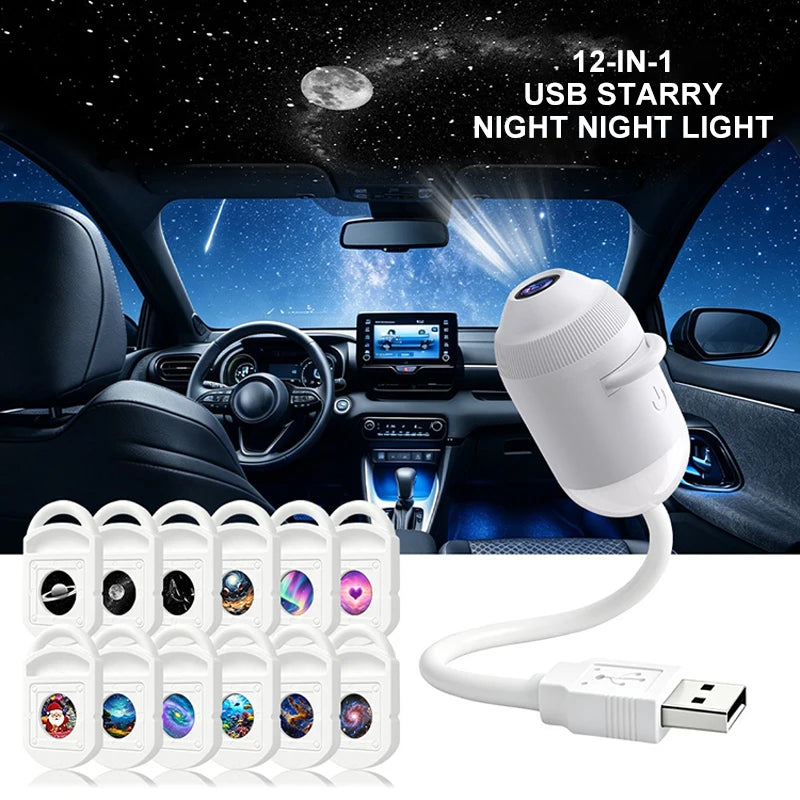 HD 4K Star Galaxy Projector Light 24 In 1 360 Degree Rotatable USB Holographic Night Lamp Eye Friendly Ambient Light For Bedroom