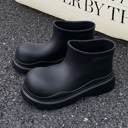 Rubber boots for women waterproof boots short barrel loose water shoes thick bottom ankle women's rain boots