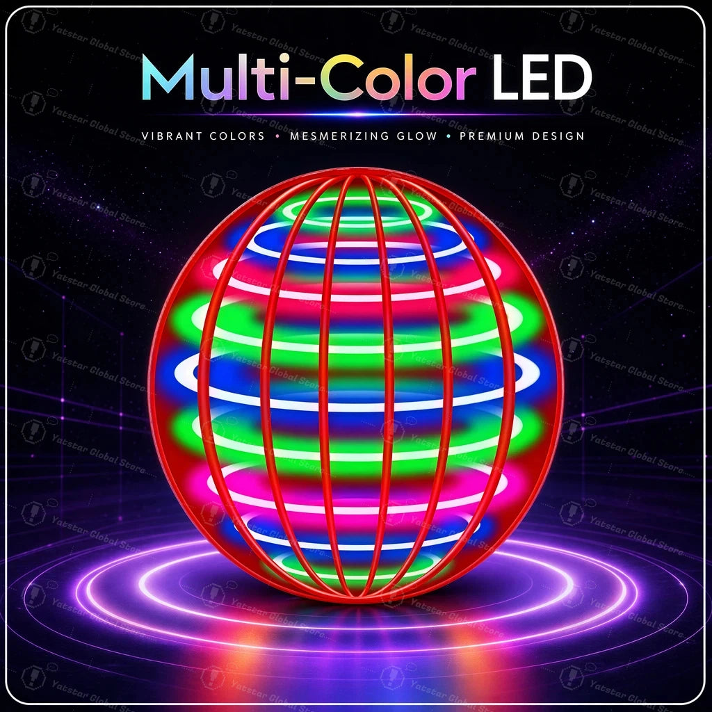 Flying Ball with Color LED Lights & Automatic Boomerang, Anti-Gravity Hover Toy Great Outdoor Indoor Fun Gift for Teens & Adults