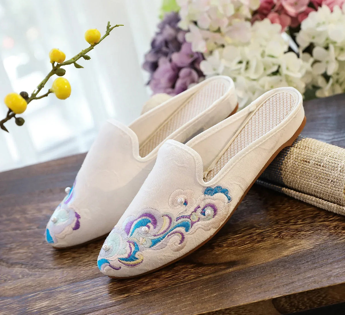 Embroidered Wedge Slippers | Vintage Boho-Style Sandals | Women's Casual Streetwear Footwear