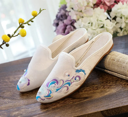Embroidered Wedge Slippers | Vintage Boho-Style Sandals | Women's Casual Streetwear Footwear
