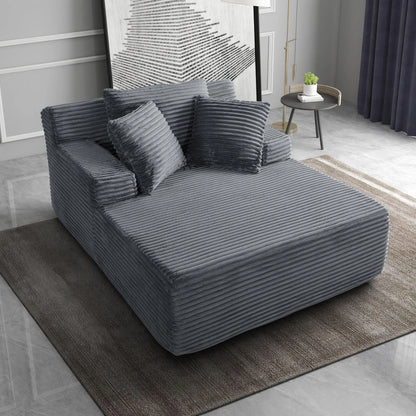 66" Oversized Cloud Sofa Bed, No Assembly Required Faux Fur Chaise Lounge with Pillow, Luxury Boneless Reading Chair for Living Room