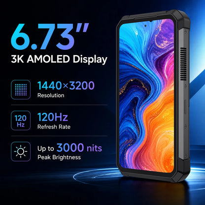 Unihertz 8849 TANK 5 Rugged Smartphone - World's First 2K Projector 9400e CPU 3K AMOLED 18GB+512GB 17600mAh Support eSIM WiFi 7