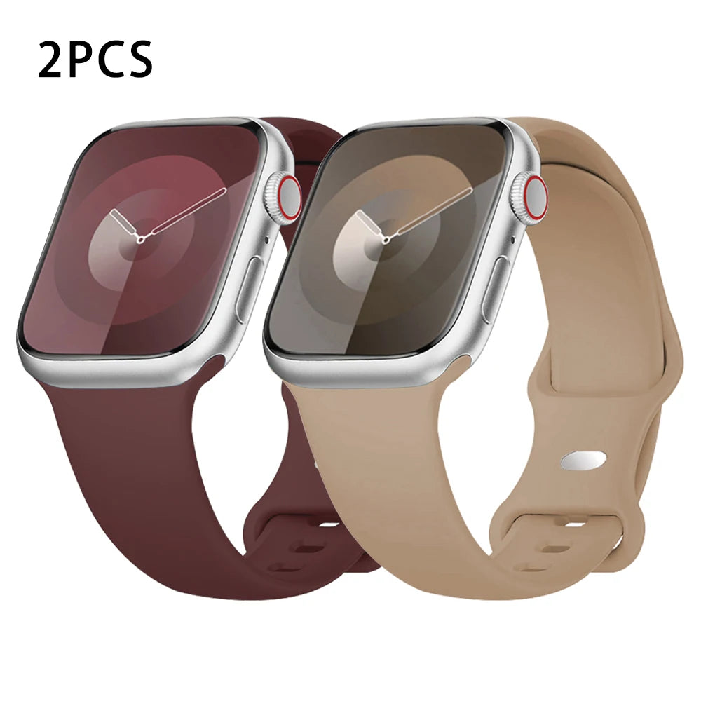 Silicone Strap For Apple Watch Bands 40mm 44mm 46mm 45mm 41mm 49mm 42 Correa Bracelet iWatch series ultra3 2 7 8 9 se 10 11 band