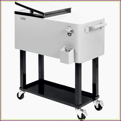 Rolling Ice Chest, 80QT Cooler Cart with Shelf, Beverage Pool, Bottle Opener, Portable Party Bar