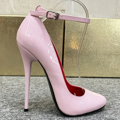 New Customize 14/16CM Super High Heels Ankle Strap Pumps,Round Toe Stiletto Heels Pole Dance Unisex Party Club Shoes Plus Size